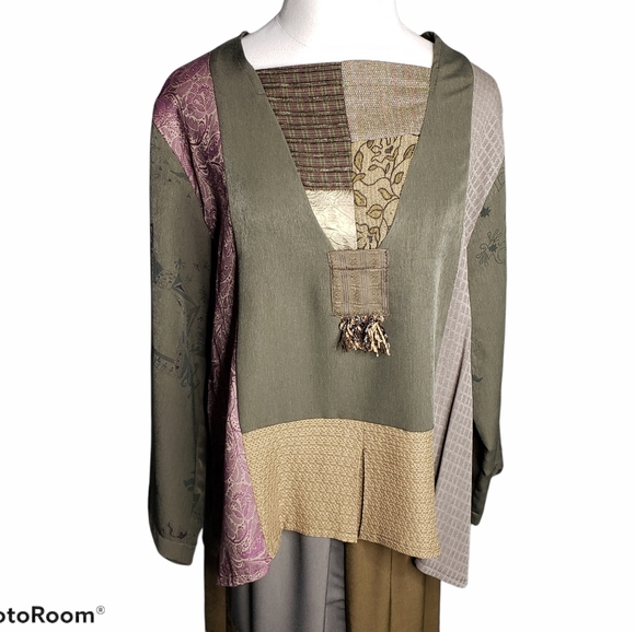 Vintage Art to Wear 80's Lagenlook Bohemian Donna Jessica Hand Printed One size - Picture 5 of 15